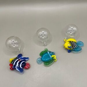 VTG USED Blown Art Glass Floating Bubble/Fish For Fish Tanks Aquariums Lot Of 3